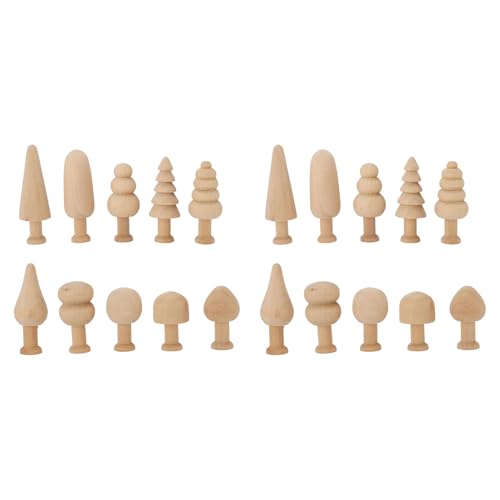 2 Set Unvollendete Mini-Bäume, Unvollendete Holzbäume Niedlich Blank Peg Xmas Tree Set Zum Malen, Leere Holz Peg Dolls Home Holiday Graffiti Zeichnung Spielzeug Anhänger Holz von TOPINCN