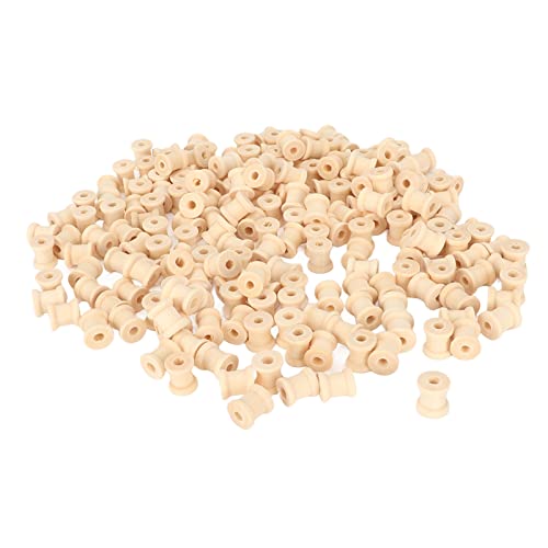 200 Pcs Mini Unvollendete Holzspulen, 0,55 Zoll X 0,51 Zoll Fadenspulen Zum Organisieren von Faden für Handwerks von TOPINCN