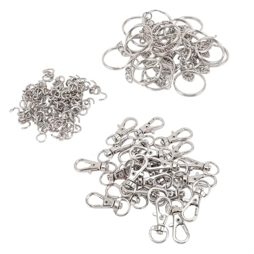 200pcs Schlüsselkettenringe Kit, Zinklegungsschlüsselungs -Set -Metall -Snap -Haken und Schlüsselringe, Tragbare Hummerklauenschlüsselkettenverschlüsse für Hängende Fotos von TOPINCN