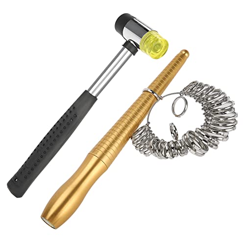 3PCCS SYERREL CRAQUETTE RING mit Stickmessung und Hammer für die Genaue Größe des Essentiellen Schmucks von TOPINCN