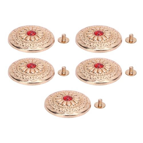 5 Pcs 30 Mm Schraubböden, Metallschraubenschraubenschraubenrückte Türkisknopf Runde Form Gold Blume Rote Türkis Nieten und 4,5 Mm Schrauben für -Lederwarenzubehör von TOPINCN