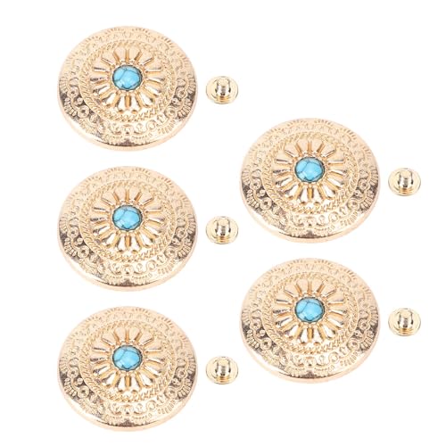 5 Sets Nieten und Schrauben, Dekorative Sonnenblumen -türkisfarbene Knöpfe, Vintage -Conchos für Lederhandwerk, Back Niets, Reparatur und Dekoration für Gürtelbeutel 5 Sets Nieten und Schrauben, Dekorative Sonnenblumen -türkisfarbene Knöpfe, Vintage -Conchos für Lederhandwerk, Back Niets, Reparatur und Dekoration für Gürtelbeutel von TOPINCN