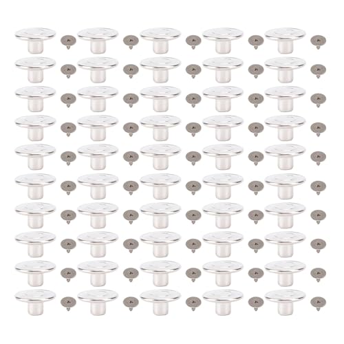 50 Sets -Knöpfe Ersatz mit 50 Schrauben, Ledergürtelnieten, 17 Mm Keine Nähen Abnehmbaren Metallknöpfe Ersatz Reparatur Combo -Gewinde Nieten und Schraubendreher von TOPINCN