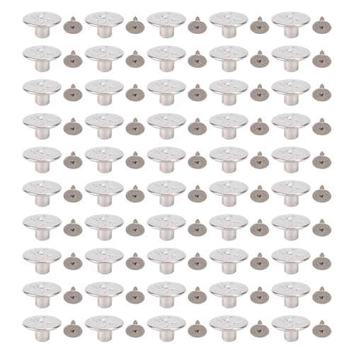 50 Sets Metallhosenknöpfe, 17mm Rosenmuster Silberkappen Spiritierte Schrauben Ledergürtel Nietknöpfe für Handcraft von TOPINCN