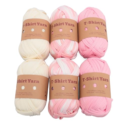6 Brötchen Dickes Strickgarn, elastisches Stofftuch, waschbares T Shirt Garn Teppichgarn für Hand Beutel Decke Kissen häkeln (Typ 7) von TOPINCN
