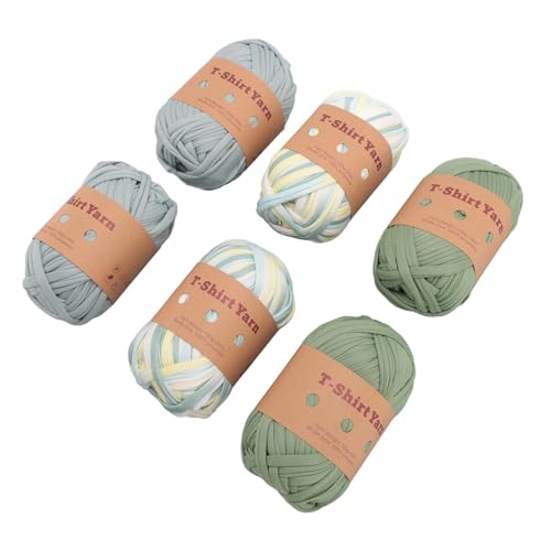 6 Brötchen dickes Strickgarn, elastisches Stofftuch, waschbares T Shirt Garn Teppichgarn für Hand Beutel Decke Kissen häkeln (Typ 9) von TOPINCN