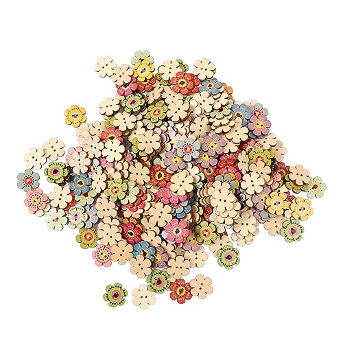 Holzknöpfe, Dekorativer mit Retro-Blumenmuster, Mehrfarbige Bastelknöpfe für Kleidungstaschen Zum Selbermachen, Bunte Näh-Ersatzknöpfe Zum Nähen von (zufälliger Stil) von TOPINCN