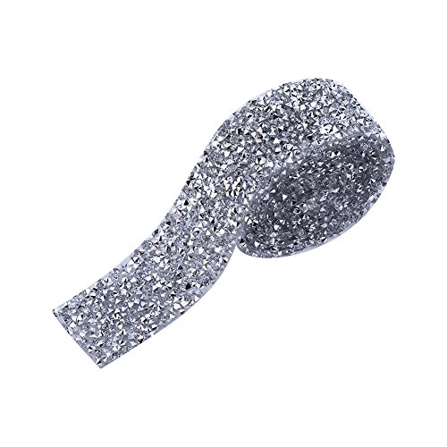 Silber Strass Kristall Band TOPINCN glitzernde Strass Band Wrap Rolle Bling Kunst Handwerk Dekorationen Ereignis 1 Yard 3 cm Breite (Silber) von TOPINCN