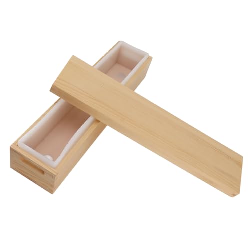 Silikonseife Laibform mit Holzkiste und Abdeckung, 2200 Ml Kuchenseife Schokoladenkerze, Flexible Rechteckige Formbackpfanne von TOPINCN