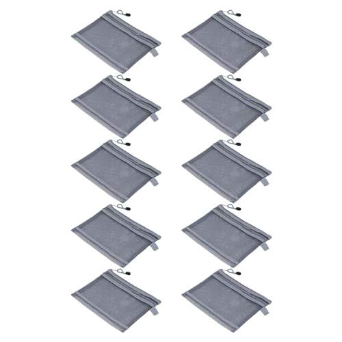 TOPINCN 10-teilige Reißverschlusstasche, Doppellagige Aktentasche aus Nylonnetz mit Reißverschluss, 9,4 X 7,1 Zoll, Aufbewahrungs-Organizer Im A5-Format für Büro, Schule, Reisen, (GREY) von TOPINCN