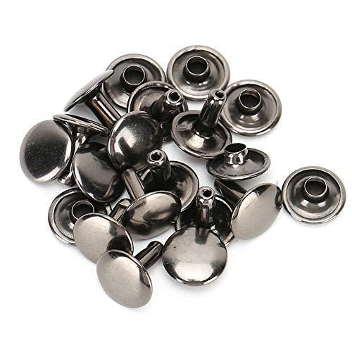 TOPINCN 200 Sets Doppelkappe Nieten, Doppelkopf -Sicherungsstift, Eisenjeansknöpfe, Befestigungsschrauben, Runder Bolzennagel für Lederschuhe Taschen Kleidung 10x10 Mm (GRAY) von TOPINCN