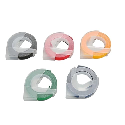 TOPINCN 5 Rollen Schwarzes Weißes Etikettband, 9mm X 9,8 Fuß, Ölfestants -Etiketten -Macher -Klebeband für 12813 Etikettendrucker, (Typ 1 (5 mm 6 mm 8 mm 10 mm 12 mm)) von TOPINCN