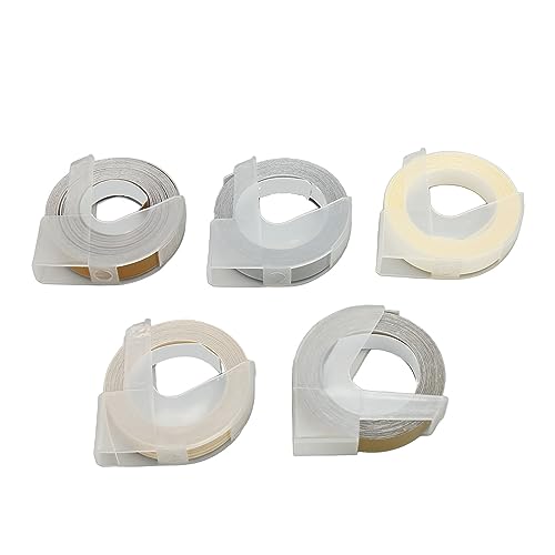 TOPINCN 5 Rollen Schwarzes Weißes Etikettband, 9mm X 9,8 Fuß, Ölfestants -Etiketten -Macher -Klebeband für 12813 Etikettendrucker, (Typ D) von TOPINCN