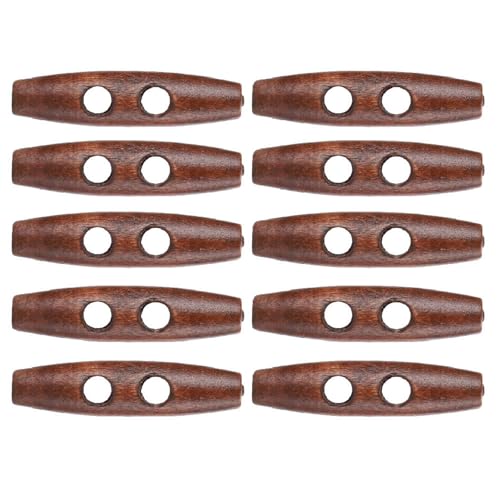 TOPINCN 50 Stück Holz-Knebelknöpfe Zum Nähen, 2 Löcher, Olivenform, Bastel-Dekorationsknopf, Horn-Knebelform, Pulloverknöpfe für DIY-Mantel, Kleidungsdekoration (Dunkelkaffee) von TOPINCN