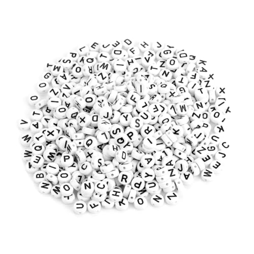 TOPINCN 500pcs Buchstabenperlen, Acrylalphabetperlen Buchstaben A Bis Z Perlen für Schmuck Herstellung von Armbändern Halsketten, Weiße Runde Alphabet Perlen DIY Armband Halskette TOPINCN 500pcs Buchstabenperlen, Acrylalphabetperlen Buchstaben A Bis Z Perlen für Schmuck Herstellung von Armbändern Halsketten, Weiße Runde Alphabet Perlen DIY Armband Halskette von TOPINCN