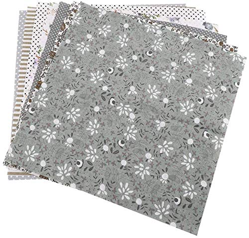 TOPINCN 7-teiliges Set aus Baumwollstoff, verschiedene Quadrate, vorgeschnitten, für Bettwäsche, Suite Quarter, DIY, Nähen, Scrapbooking, Quilting-Set, 50 x 50 cm (grau) von TOPINCN