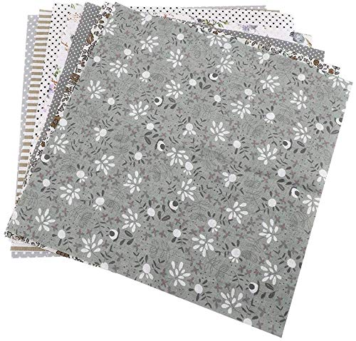 TOPINCN 7-teiliges Set aus Baumwollstoff, verschiedene Quadrate, vorgeschnitten, für Bettwäsche, Suite Quarter, DIY, Nähen, Scrapbooking, Quilting-Set, 50 x 50 cm (grau) von TOPINCN