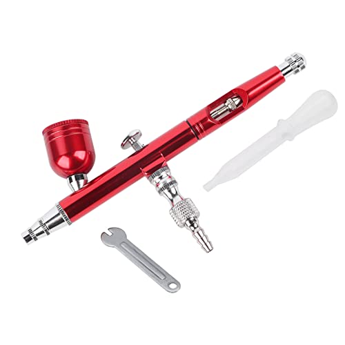 TOPINCN Airbrush, Dual Action Gravity Feed Airbrush Pistole 0,3 Mm Spray Art Paint Tattoo Nail Tool Kit(rot) von TOPINCN