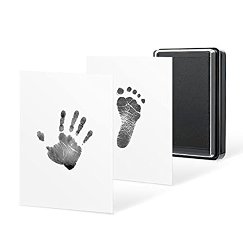 TOPINCN Stempelkissen für Baby Fußabdruck, Baby-Fußabdruck-Stempelkissen Sicheres Baby-Handabdruck-Stempelkissen Pfotenabdruck-Pad mit Papier Erstellen Sie Einen Beeindruckenden(Schwarze Tinte) von TOPINCN