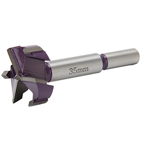 Versteckte Scharnier -Jig -Bit 3 Flötenholzbearbeitung Bohrmaschine Kohlenstoffstahl Punch Werkzeug Zum Genauen Bohren Geeignet für Nadelholz, Hartholz, Furnier 10mm Schank (35 mm) von TOPINCN