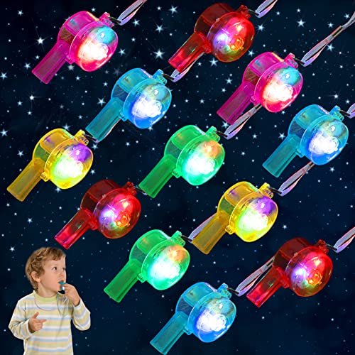 TOPJOWGA 12 Stück Pfeifen Kinder, LED Leuchtspielzeug Partyartikel für Kinder, Pfeifen Leuchtspielzeug Set, Glow in The Dark Party Mitgebsel Kindergeburtstag für Weihnachten Hallowen Karneval von TOPJOWGA