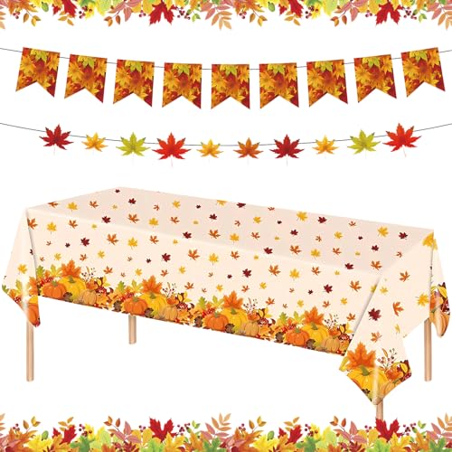 TOPJOWGA Ahornblätter Herbst Tischläufer, 137 x 274cm Herbst Tischwäsche + 2 Herbst Banner Dekorationen,Tischdecke Herbst, Erntedankfest Tischdecke, Herbst Kürbis Decke für Thanksgiving Party TOPJOWGA Ahornblätter Herbst Tischläufer, 137 x 274cm Herbst Tischwäsche + 2 Herbst Banner Dekorationen,Tischdecke Herbst, Erntedankfest Tischdecke, Herbst Kürbis Decke für Thanksgiving Party von TOPJOWGA