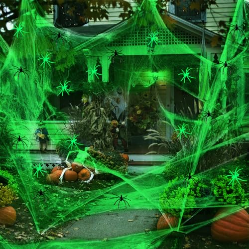 TOPJOWGA Halloween Dekoration Spinnennetz, 120G Leuchtendes Spinnennetz+10 Leuchtendes Spinnen+10 Spinnen, Glow in The Dark Halloween Deko Set für Halloween Nachtparty TOPJOWGA Halloween Dekoration Spinnennetz, 120G Leuchtendes Spinnennetz+10 Leuchtendes Spinnen+10 Spinnen, Glow in The Dark Halloween Deko Set für Halloween Nachtparty von TOPJOWGA