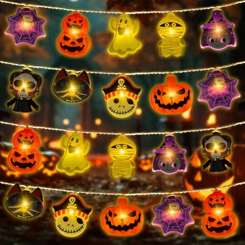 TOPJOWGA Halloween Lichterketten, 3M 20LEDs Halloween Kürbis Fledermaus Skelett Licht, Lichterkette Geister für Hängend, Halloween Deko Lichter für Halloween Weihnachten Party Gärten TOPJOWGA Halloween Lichterketten, 3M 20LEDs Halloween Kürbis Fledermaus Skelett Licht, Lichterkette Geister für Hängend, Halloween Deko Lichter für Halloween Weihnachten Party Gärten von TOPJOWGA