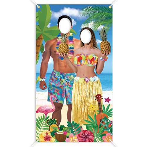 TOPJOWGA Party Dekoration Hawaii, 180 x 90 cm Luau Paar Foto Stütze Fotohintergrund, Luau Foto Stand Hintergrund, Luau Paar Foto Stütze Banner, Hawaii Sommer Strand Thema Dekoration von TOPJOWGA