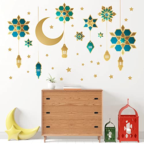 TOPJOWGA Ramadan Aufkleber Wanddekoration, Aufkleber Dekoration für Wand Ramadan, Wandtattoo Mond und Sterne, Selbstklebend Wandaufkleber, Wanddeko Wandsticker für Zuhause Schlafzimmer (C) von TOPJOWGA