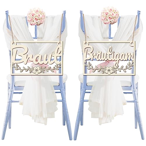 TOPJOWGA Stuhlschilder Hochzeit, 2 Stück Braut und Bräutigam Holzdeko für Stühle, Stuhlschilder aus Holz für Braut und Bräutigam, Hochzeit Stuhl Dekor Schild Hochzeitsdekoration Foto-Requisiten TOPJOWGA Stuhlschilder Hochzeit, 2 Stück Braut und Bräutigam Holzdeko für Stühle, Stuhlschilder aus Holz für Braut und Bräutigam, Hochzeit Stuhl Dekor Schild Hochzeitsdekoration Foto-Requisiten von TOPJOWGA