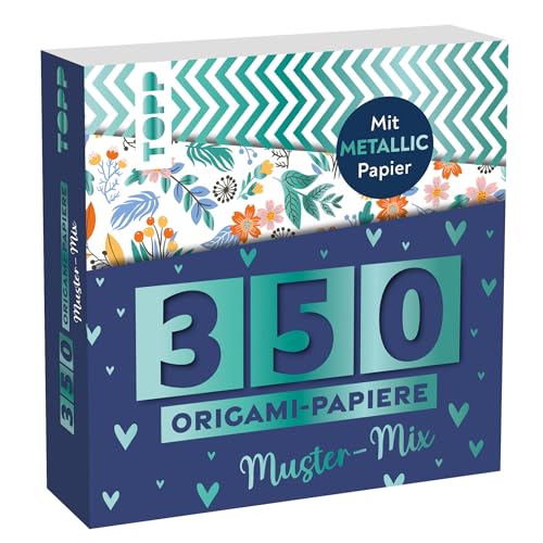 Topp 350 Origami-Papiere Muster-Mix Motiv-Papier, Bastelset, Faltpapiere von TOPP