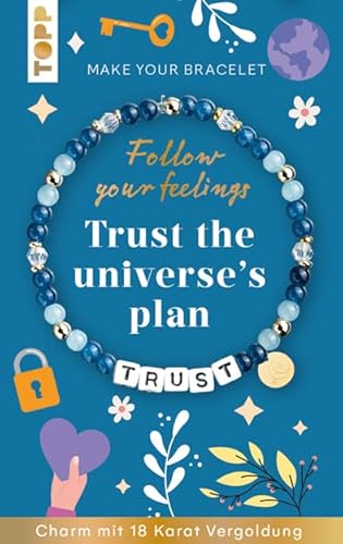 TOPP 18708 Follow Feelings-Make Your Bracelet-Trust. VE, 10 Ex. Anleitung und Material für EIN Armband. Mit gestalteter Geschenkkarte, Kunststoff, Blau, Normal von TOPP