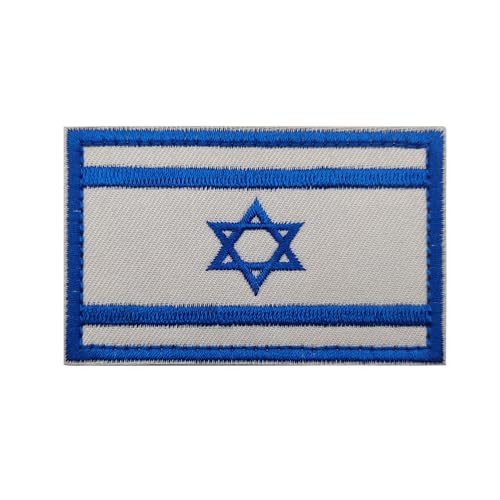 Israelische Flagge, taktisches Militärarmband, bestickt, 5 x 7,6 cm, Moral, jüdischer Davidstern, zum Aufnähen, israelisches Nationalemblem, Landesflagge, Applikation (Blau-N) von TOPPATCH