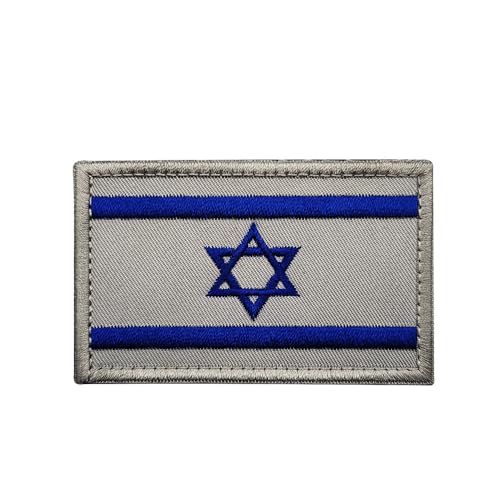 Israelische Flagge, taktisches Militärarmband, bestickt, 5 x 7,6 cm, Moral, jüdischer Davidstern, zum Aufnähen, israelisches Nationalemblem, Landesflagge, Applikation (blau) von TOPPATCH