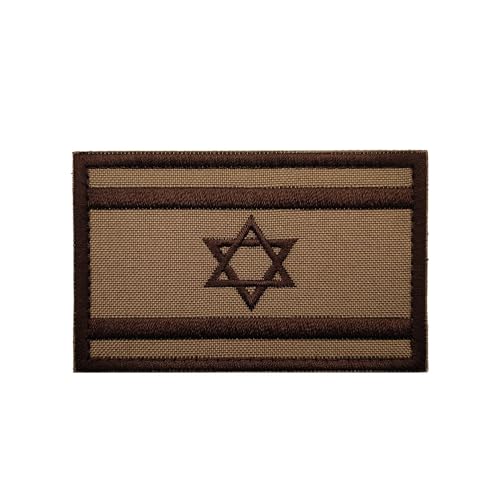 Israelische Flagge, taktisches Militärarmband, bestickt, 5 x 7,6 cm, Moral, jüdischer Davidstern, zum Aufnähen, israelisches Nationalemblem, Landesflagge, Applikation (braun) von TOPPATCH