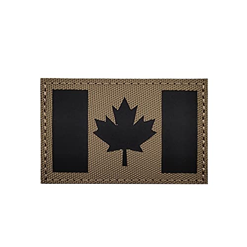 Kanada Nationalflagge Patch Reflektierendes Moral Abzeichen Infrarot IR Kanadischer Ahorn Taktische Militäruniform Motorrad Biker Emblem für Mantel Weste Jacke Ausrüstung Kappe Hut Rucksack (Khaki) von TOPPATCH