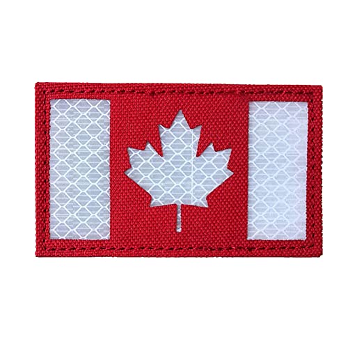 Kanada Nationalflagge Patch Reflektierendes Moral Abzeichen Infrarot IR Kanadischer Ahorn Taktische Militäruniform Motorrad Biker Emblem für Mantel Weste Jacke Ausrüstung Kappe Hut Rucksack (rot) von TOPPATCH