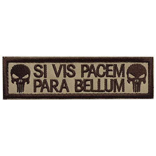 Ohrong Totenkopf Taktische Moral Patch Army Badge Armband SI VIS Pacem para Bellum bestickt für Mützen Taschen Jacken mit Klettverschluss (Khaki) von TOPPATCH