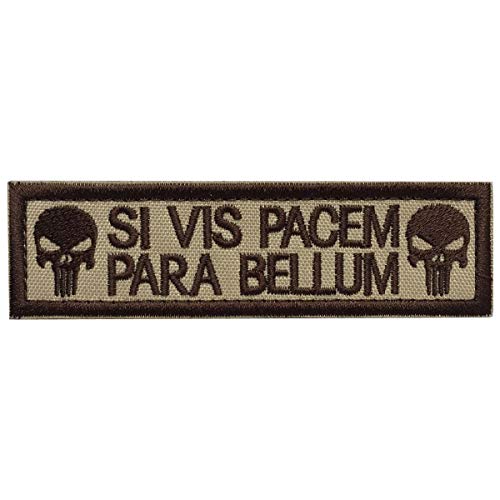 Ohrong Totenkopf Taktische Moral Patch Army Badge Armband SI VIS Pacem para Bellum bestickt für Mützen Taschen Jacken mit Klettverschluss (Khaki) von TOPPATCH