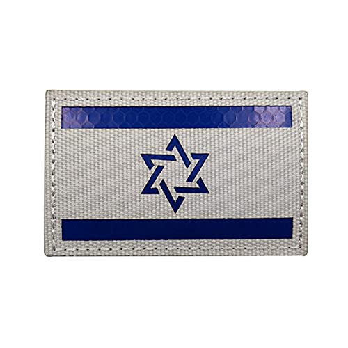 TOPPATCH Israelische Flagge, reflektierend, IR-Infrarot, israelisches Land, taktischer Kampf, jüdische Bagde, Militäruniform, Emblem, Armband, DIY-Applikation (weiß blau) von TOPPATCH
