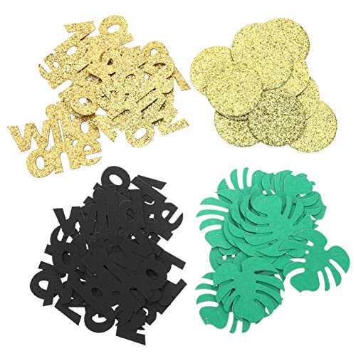 TOPPERFUN 1 Satz Buntem Konfetti mit Tropischen Blättern für Babygeburtstagsfeiern mit Goldenen und Schwarzen Papierstücken für Hawaii Mottopartys und Dekorationen von TOPPERFUN