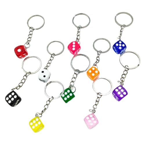 TOPPERFUN 10 Stück Bunte Würfel Schlüsselanhänger Teiliges Mini Würfel Charms für Taschen Kreative Dekoration für Schlüssel und Taschen Langlebig und Praktisch Farbenfrohe Auswahl Rosa Grün von TOPPERFUN
