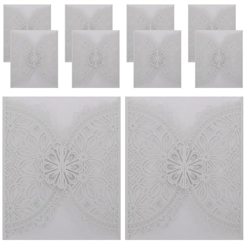 TOPPERFUN 10 Stück Europäische Hochzeits Einladungskarten mit Filigraner Papierkunst Design für Festliche Anlässe für Hochzeiten und Feiern von TOPPERFUN