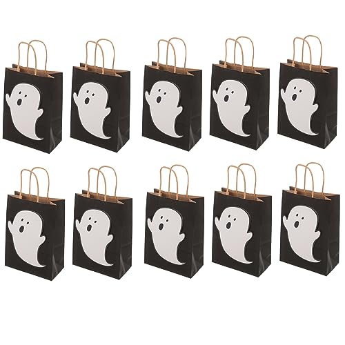 TOPPERFUN 10 Stück Halloween Süßigkeitenbeutel Teilig Robuste Papiertüten mit Bunten Cartoon Motiven für Party zur Aufbewahrung von Süßigkeiten Keksen und Kleinen Snacks von TOPPERFUN