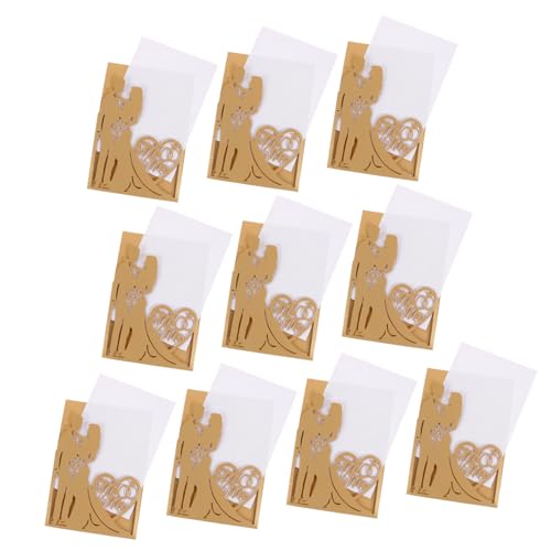 TOPPERFUN 10 Stück Hochzeitseinladungskarten mit Kreativem Hohlmuster für Braut und Bräutigam Einladungskarten für Hochzeiten und Valentinstag aus Speziellem Papier Gefertigt für Feiern von TOPPERFUN