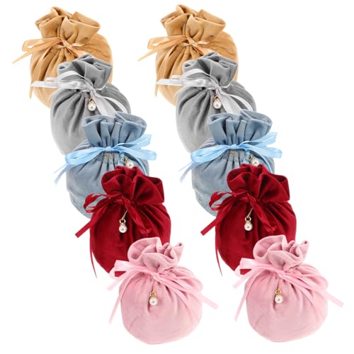 TOPPERFUN 10 Stück Schmuckbeutel und Mini Süßigkeitenaufbewahrung für Hochzeiten Partys und Elegant mit Perlenakzenten von TOPPERFUN