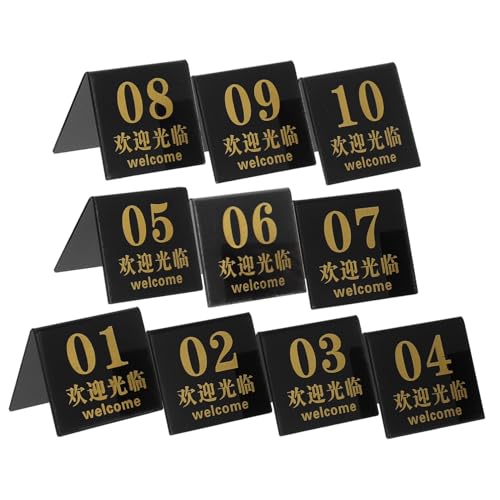 TOPPERFUN 10 Stück Teiliges Tischnummern Wiederverwendbare Tischmarker für Restaurants Hochzeiten Partys und Veranstaltungen Tischdekoration mit Goldenen von TOPPERFUN