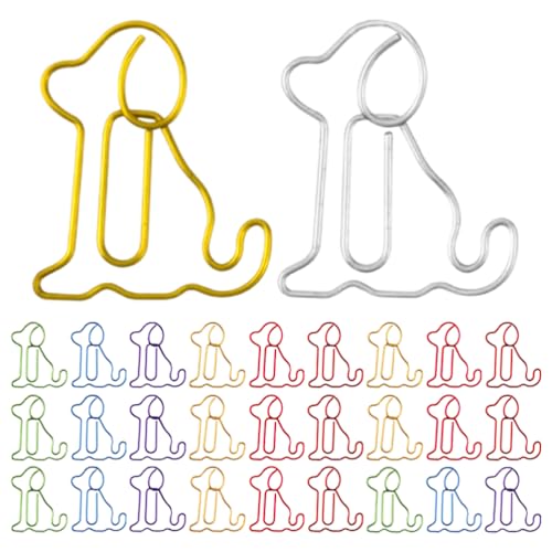 TOPPERFUN 100 Stück Büroklammern In Welpenform Lustige Süße Büroklammern Mit Sitzendem Hund Lustige Lesezeichen-Planer-Clips Für Schulbürobedarf Hochzeitsdekoration von TOPPERFUN