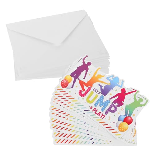 TOPPERFUN 12 Sätze Party-Einladungskarte Einladungskarten für Partys Jump-Geburtstagseinladungen Jump-Geburtstagsparty-Dekorationen Karten einladen Papier Weiß von TOPPERFUN